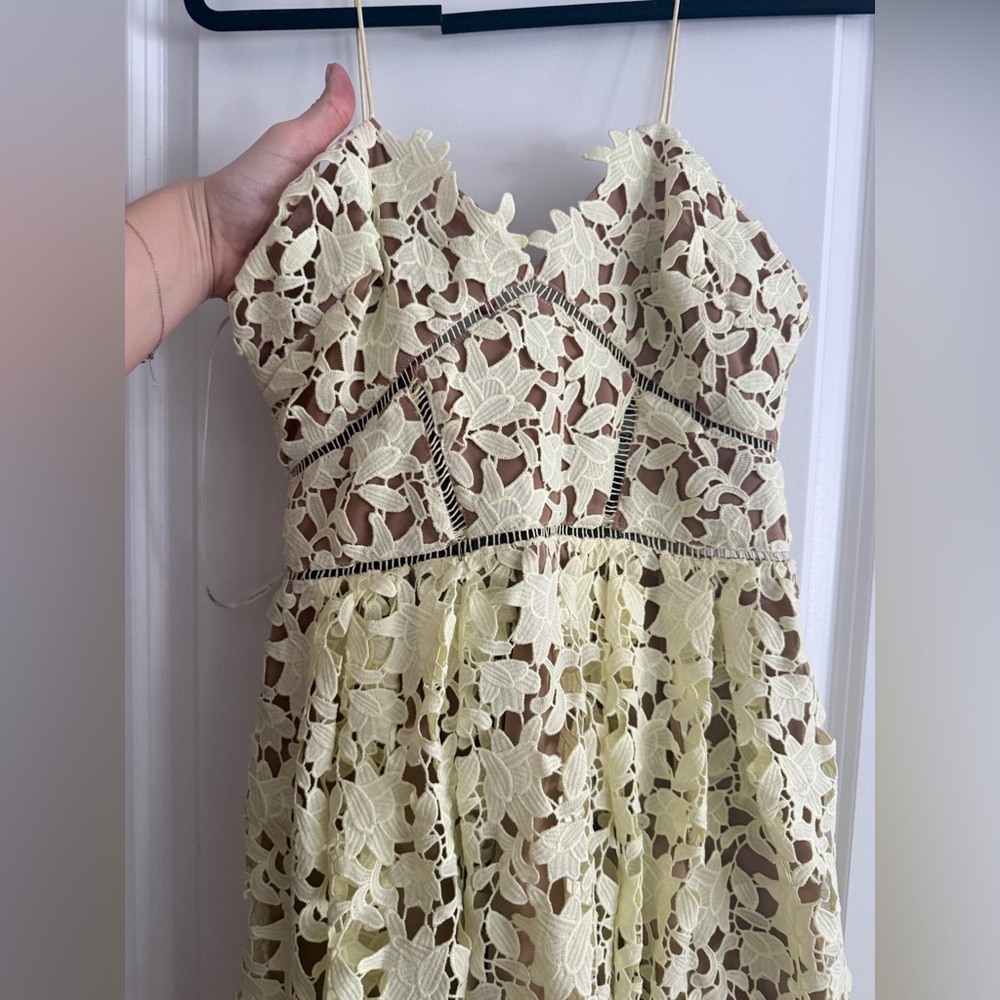 Self-Portrait Azaelea dress size 8 lace nude yellow - Picture 6 of 12